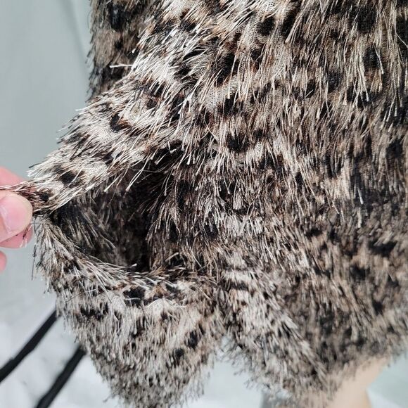 Adore Leopard Animal Print Eyelash Fringe Fabric Tank Top Women's size Medium - Picture 8 of 14